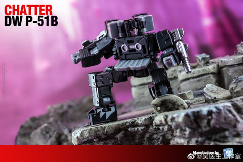 Dr.Wu DW-P51B Chatter Black Version (Beastbox and Squawktalk, 2 in 1 Mini-Cassette Warriors ) for WFC Siege Soundwave Dr Wu Upgrade Kit