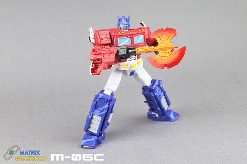 Matrix Workshop M06B M-06B ( Red, Nemisis Version ) M06C M-06C (Orange, Toon Version) WFC Siege Earthrise Optimus Prime（Voyage Grade）Energon Axe Weapon Set Upgrade Kit