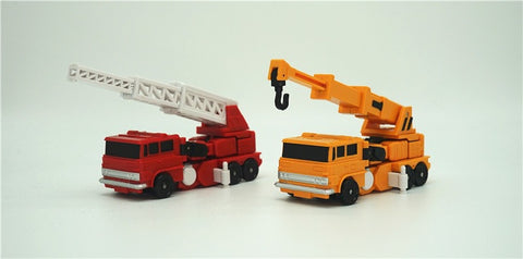 Papa Toys PPT02 PPT-02 PPT03 PPT-03 Fire Engine + Crane (Inferno + Grapple) 2 in 1 set 11cm / 4.5"