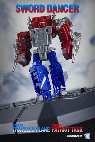 【Toy Color Version】Dr.Wu Sword Dancer DW-E07 DWE07 Traveler Plane DW-E08 DWE08 Patriot Tank (G1 Slamdance 2 in 1 Mini-Cassette Warriors ) for WFC Kingdom / Legacy Blaster Dr Wu Upgrade Kit