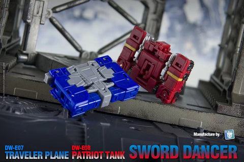 【Toy Color Version】Dr.Wu Sword Dancer DW-E07 DWE07 Traveler Plane DW-E08 DWE08 Patriot Tank (G1 Slamdance 2 in 1 Mini-Cassette Warriors ) for WFC Kingdom / Legacy Blaster Dr Wu Upgrade Kit