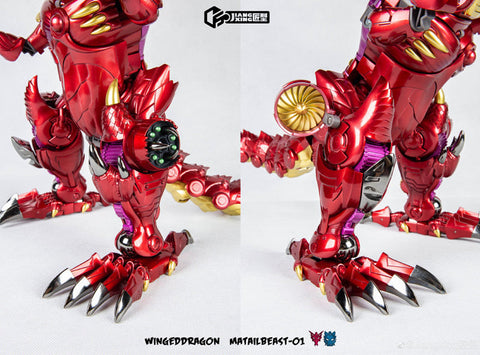 Jiangxing Metalbeast 01 JX-MB01 Winged Dragon (Transmetal 2 Megatron, Red Dragon) 30cm / 12"
