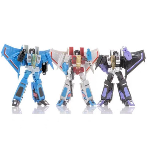 JB Jinbao Pocket Size DF06 (2.0 Version, FG01, FG02, FG03) Aircraft Battlers (Deluxe Seekers: Starscream, Skywarp, Thunderstorm, Oversized Newage Lucifer ) 12cm