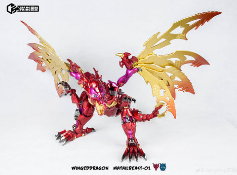 Jiangxing Metalbeast 01 JX-MB01 Winged Dragon (Transmetal 2 Megatron, Red Dragon) 30cm / 12"