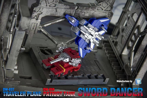 【Toy Color Version】Dr.Wu Sword Dancer DW-E07 DWE07 Traveler Plane DW-E08 DWE08 Patriot Tank (G1 Slamdance 2 in 1 Mini-Cassette Warriors ) for WFC Kingdom / Legacy Blaster Dr Wu Upgrade Kit