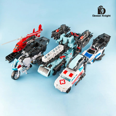 【Loose Pack】4th Party Demon Knight DK01-04 + D05 (DK06 / DK-06) Defensor Combiner Oversized Version (5 in 1, Set A + Set B) 45cm